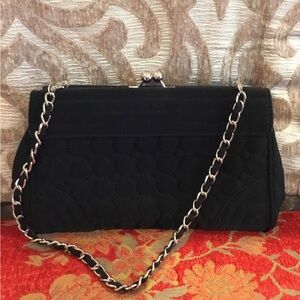 Vera Bradley Black Quilted Clutch with Chain
